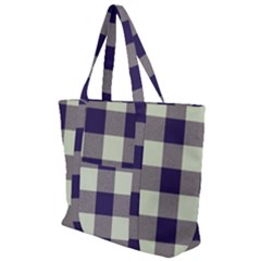 Blue Purple And White Plaids Zip Up Canvas Bag by ConteMonfrey