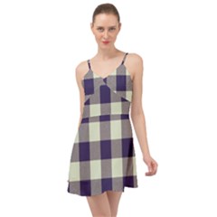 Blue Purple And White Plaids Summer Time Chiffon Dress by ConteMonfrey