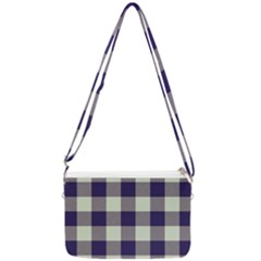 Blue Purple And White Plaids Double Gusset Crossbody Bag by ConteMonfrey