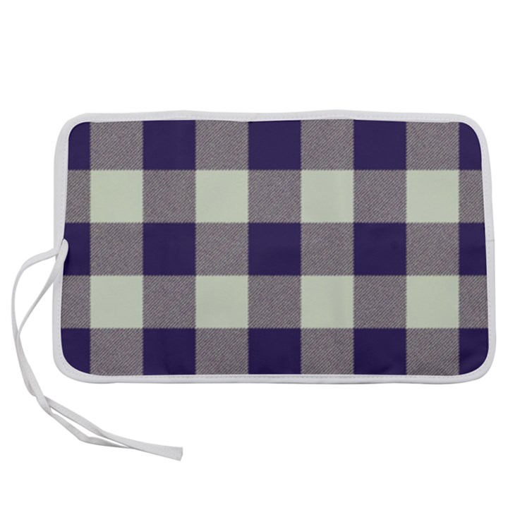 Blue Purple and white plaids Pen Storage Case (S)