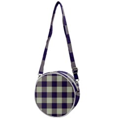 Blue Purple And White Plaids Crossbody Circle Bag by ConteMonfrey