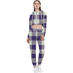 Blue Purple And White Plaids Cropped Zip Up Lounge Set by ConteMonfrey