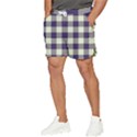 Blue Purple and white plaids Men s Runner Shorts View3