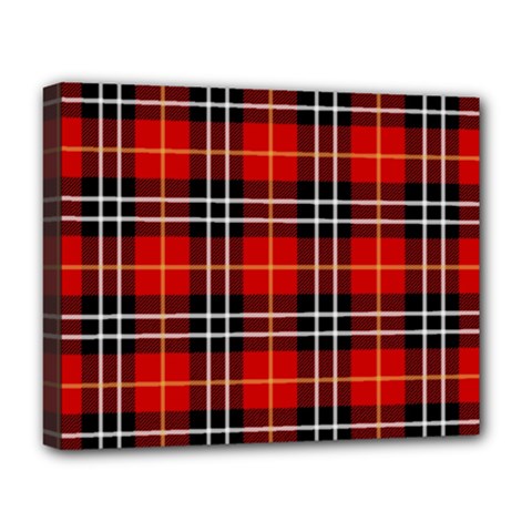 Black, White And Red Classic Plaids Deluxe Canvas 20  X 16  (stretched) by ConteMonfrey