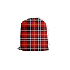 Black, White And Red Classic Plaids Drawstring Pouch (small) by ConteMonfrey