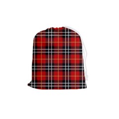 Black, White And Red Classic Plaids Drawstring Pouch (medium) by ConteMonfrey