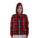 Black, white and red classic plaids Women s Hooded Windbreaker View1