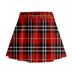 Black, White And Red Classic Plaids Mini Flare Skirt by ConteMonfrey