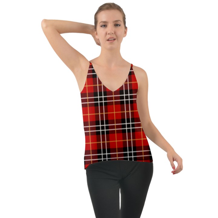 Black, white and red classic plaids Chiffon Cami