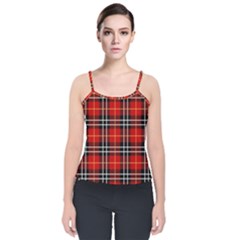 Black, White And Red Classic Plaids Velvet Spaghetti Strap Top by ConteMonfrey