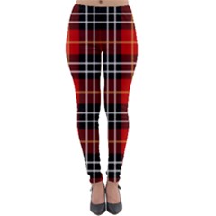 Black, White And Red Classic Plaids Lightweight Velour Leggings by ConteMonfrey