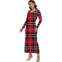 Black, white and red classic plaids Long Sleeve Velour Longline Maxi Dress View2