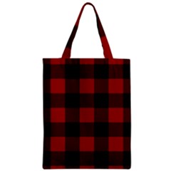 Red And Black Plaids Zipper Classic Tote Bag by ConteMonfrey