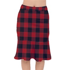 Red And Black Plaids Short Mermaid Skirt by ConteMonfrey