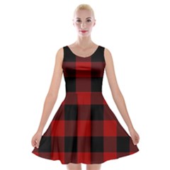 Red And Black Plaids Velvet Skater Dress by ConteMonfrey