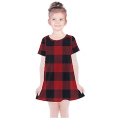 Red And Black Plaids Kids  Simple Cotton Dress