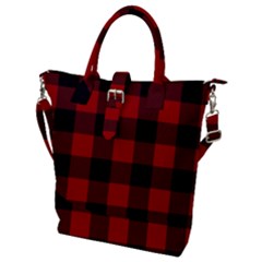 Red And Black Plaids Buckle Top Tote Bag by ConteMonfrey