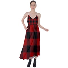 Red And Black Plaids Tie Back Maxi Dress by ConteMonfrey