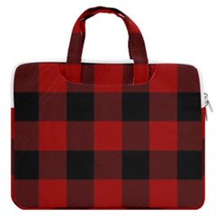 Red And Black Plaids Macbook Pro 13  Double Pocket Laptop Bag by ConteMonfrey