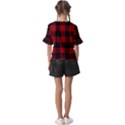 Red and black plaids Kids  V-Neck Horn Sleeve Blouse View2