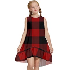 Red And Black Plaids Kids  Frill Swing Dress by ConteMonfrey