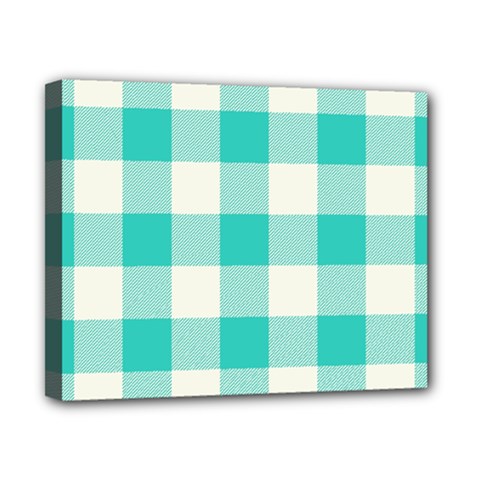 Blue And White Plaids Canvas 10  X 8  (stretched) by ConteMonfrey