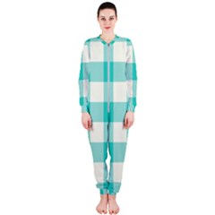 Blue And White Plaids Onepiece Jumpsuit (ladies) by ConteMonfrey