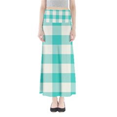 Blue And White Plaids Full Length Maxi Skirt by ConteMonfrey