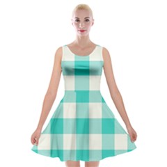 Blue And White Plaids Velvet Skater Dress by ConteMonfrey