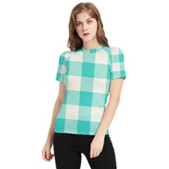 Blue And White Plaids Women s Short Sleeve Rash Guard by ConteMonfrey