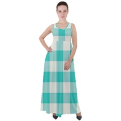 Blue And White Plaids Empire Waist Velour Maxi Dress by ConteMonfrey