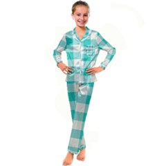 Blue And White Plaids Kid s Satin Long Sleeve Pajamas Set by ConteMonfrey