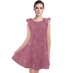 Background-flower Pattern Tie Up Tunic Dress