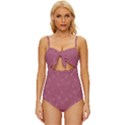 Background-flower Pattern Knot Front One-Piece Swimsuit View1