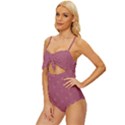 Background-flower Pattern Knot Front One-Piece Swimsuit View2