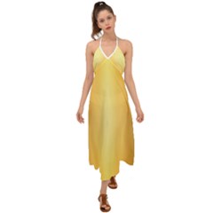 Background-gold Halter Tie Back Dress  by nateshop