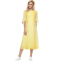 Background-gold Bow Sleeve Chiffon Midi Dress by nateshop