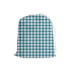 Straight Blue White Small Plaids Drawstring Pouch (large) by ConteMonfrey