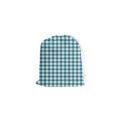 Straight Blue White Small Plaids Drawstring Pouch (xs) by ConteMonfrey