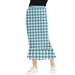 Straight Blue White Small Plaids Maxi Fishtail Chiffon Skirt by ConteMonfrey