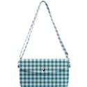 Straight Blue White Small Plaids Removable Strap Clutch Bag View1