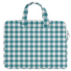 Straight Blue White Small Plaids Macbook Pro 13  Double Pocket Laptop Bag by ConteMonfrey