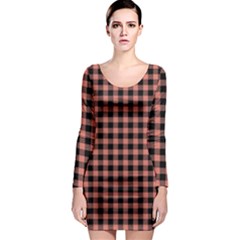 Straight Black Pink Small Plaids  Long Sleeve Bodycon Dress by ConteMonfrey