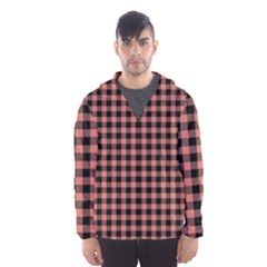 Straight Black Pink Small Plaids  Men s Hooded Windbreaker by ConteMonfrey