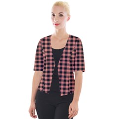 Straight Black Pink Small Plaids  Cropped Button Cardigan by ConteMonfrey