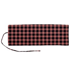 Straight Black Pink Small Plaids  Roll Up Canvas Pencil Holder (m) by ConteMonfrey