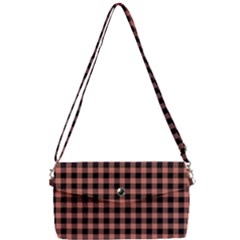 Straight Black Pink Small Plaids  Removable Strap Clutch Bag by ConteMonfrey