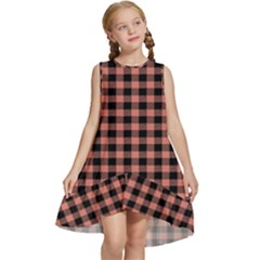 Straight Black Pink Small Plaids  Kids  Frill Swing Dress by ConteMonfrey