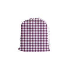 Straight Purple White Small Plaids  Drawstring Pouch (small) by ConteMonfrey