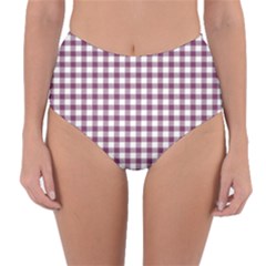 Straight Purple White Small Plaids  Reversible High-waist Bikini Bottoms by ConteMonfrey